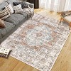 Machine Washable Boho Rug Oriental Medallion Stain-Resistant Non-Shed Soft Vintage Floral Indoor Low Pile Dining Room - 4 of 4
