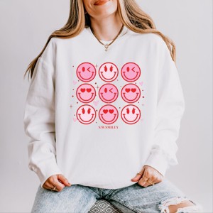 Simply Sage Market S.W.Smiley Valentine Smiley Face Chart Lightweight Garment Dyed Sweatshirt - 1 of 4