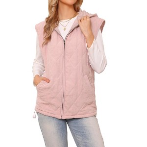 INSPIRE CHIC Women's Oversized Sleeveless Winter Gilet Quilted Zip Hoodie Puffer Vest - 1 of 4