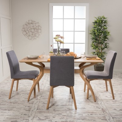 Katherine Mid-Century Oak and Dark Grey 5-Piece Dining Set