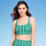 Women's Global Print Longline Bikini Top - Kona Sol™ Green