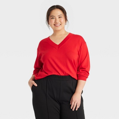 Women's Fine Gauge V-Neck Pullover Sweater - A New Day™