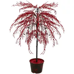 CMI 3.8' Unlit Artificial Christmas Tree Red Holiday Crystallized Potted Glitter