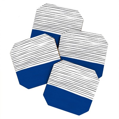 Hello Twiggs Dark Blue Abstract Set of 4 Coasters - Deny Designs
