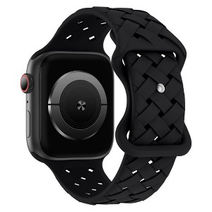 HTUTWOO Braided Weave Bands, Compatible with Apple Watch 38/40/41/42/44/45/46/49mm, Silicone Sport Strap for iWatch Series 10 9 8 7 6 5 Ultra SE - 1 of 4