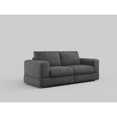ATJafurn Modern Corduroy Sofa, Modular Sectional Upholstered Couch with Soft Pillows Backrest and Deep Seat for Living Room