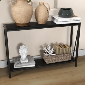 Acekool Industrial Console Table with V-Design, 2-Tier Entryway Sofa Table for Living Room & Hallway, Space-Saving Storage - 1 of 4