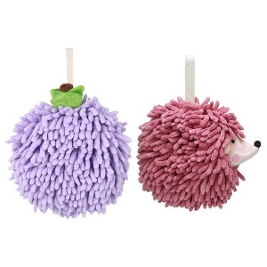REGALWOVEN 2 Pcs Comfortable Soft Absorbent Chenille Ball Fuzzy Hand Towel for Home Decor - 1 of 4