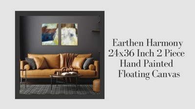 Earthen Harmony Abstract Hand-Painted Canvas Art Set with Gold Frame
