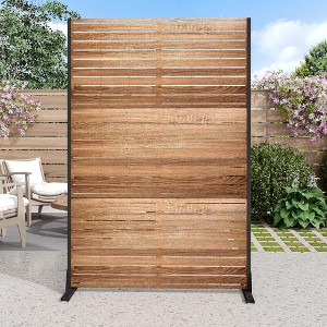 PexFix Wood Grain Blinds-Style Room Divider Screen with Galvanized Steel Construction for Home Office Patio Privacy - 1 of 4