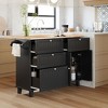 Bella Depot 50.3'' Farmhouse Kitchen Island Set with Drop Leaf and Seating with Drop Leaf and Two Dining Stools - 3 of 4