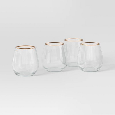4pc Stemless Wine Glass Set Gold - Threshold™