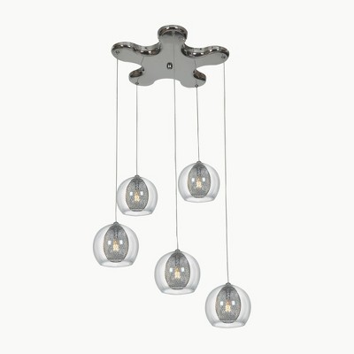 Aeria Chrome Glass 5-Light Globe Pendant