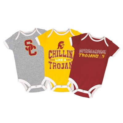 NCAA USC Trojans Baby Boys' Short Sleeve 3pk Bodysuit Set