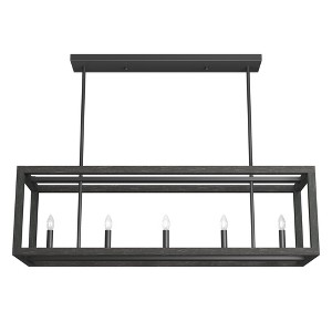 Hunter Fan Squire Manor and Dark Ash 5-Light Linear Kitchen Island Chandelier Ceiling Light Fixture Matte Black - 1 of 4