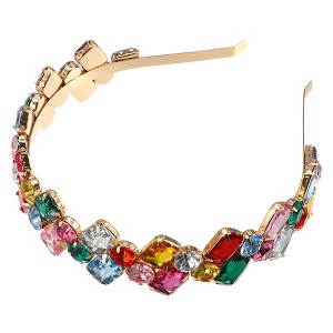 Unique Bargains Women's Metal Colorful Rhinestone Faux Crystal headband 5.51"x1.38" 1 Pc - 1 of 4