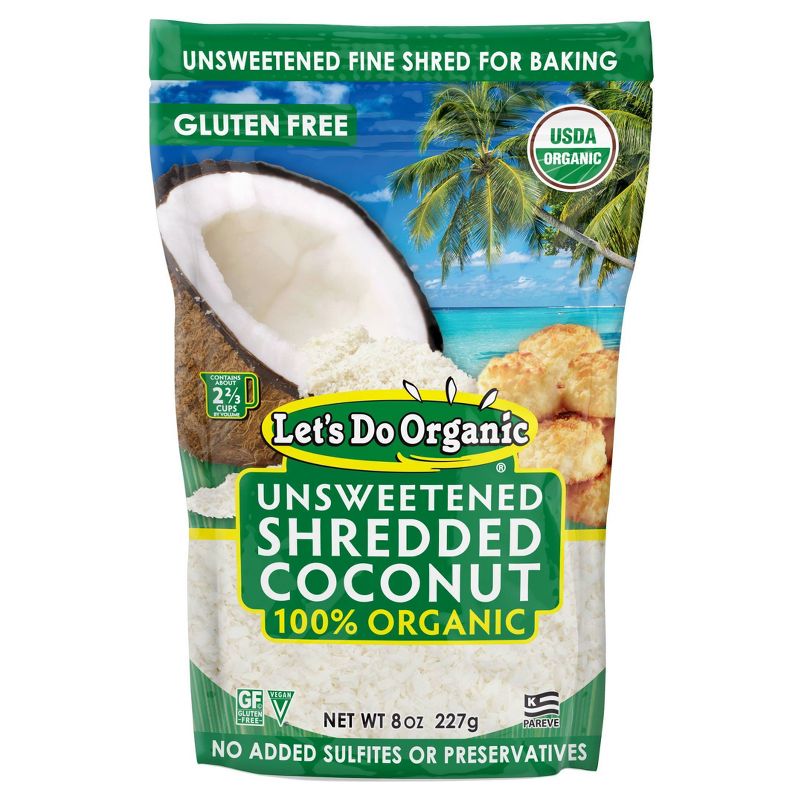 Let's Do Organic 100% Organic Shredded Coconut Unsweetened - 8oz, 1 of 8