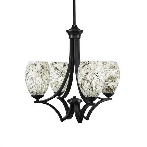 Toltec Lighting Zilo 4 - Light Chandelier in  Matte Black with 5" Natural Fusion Shade - 1 of 1