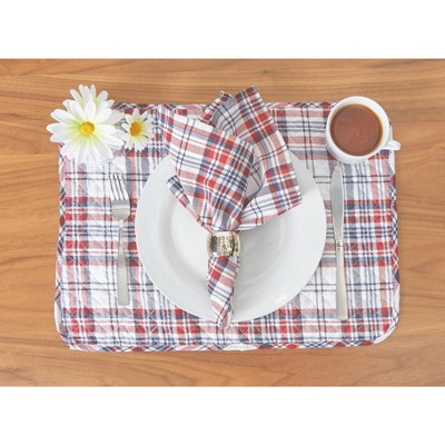 Benjamin Red and White Cotton Plaid Placemat Set of 6