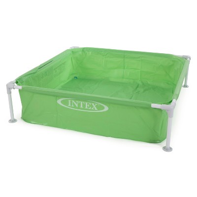 Intex 48 x 12 Inch Mini Framed Beginner Above Ground Rectangular Outdoor Kiddie Swimming Pool with Drain Plug and Repair Patch, Green