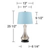 360 Lighting Simon Modern Table Lamps 25 1/2" High Set of 2 Brushed Nickel with USB Charging Port Blue Hardback Drum Shade for Bedroom Nightstand Desk - 4 of 4