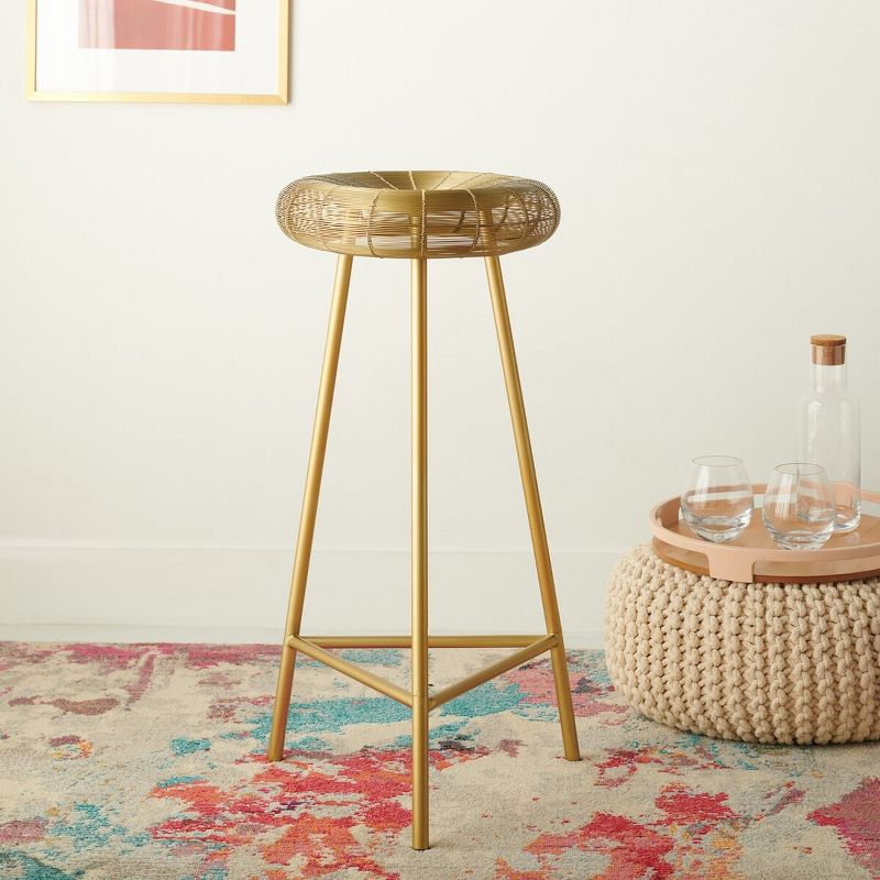 Addison Wire Weaved Contemporary Bar Stool - Gold - Safavieh., 2 of 8