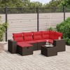 vidaXL 6 Piece Patio Sofa Set with Cushions Poly Rattan - Brown without storage - 2 of 4