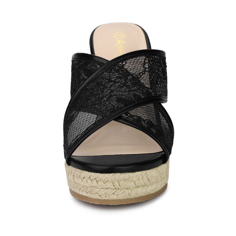 Allegra K Women's Lace Straps Espadrille Platform Slide Wedge Sandals, 2 of 7