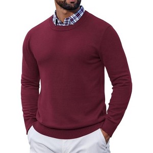 COOFANDY Mens Crewneck Sweater Pullover Knit Sweater Lightweight Sweaters with Ribbing Edge - 1 of 4