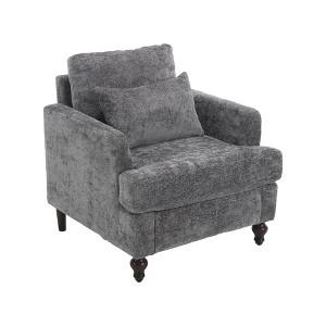 Gulches Modern Accent Chair - Chenille Upholstered Armchair with Solid Wood Frame, Gray, 29.53""x32.48""x32.48"", for Living Room Bedroom Office - 1 of 4