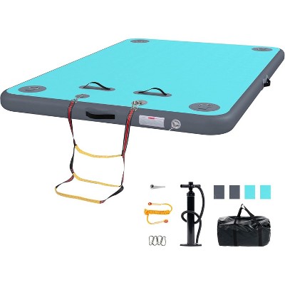 Real Relax Inflatable Floating Dock for Lake, Floating Platform for Pool Beach Ocean with Rope Ladder,Non-Slip Surface, 6 Inch Thick PVC Construction
