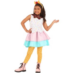 HalloweenCostumes.com Girls Ice Cream Costume | Dress, Leggings, and Headband | Sweet Treat Outfit for Halloween - 1 of 4