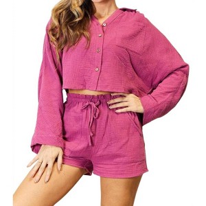 Women's Chic Two-Piece Button-Up Set - Basic Bae - 1 of 4