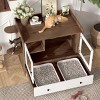 Cat Litter Box Enclosure Furniture with Drawer and Steps,Hidden Litter Box Cabinet,Modern Wooden Cat House Side Table for Living Room - LAOTIES - 2 of 4
