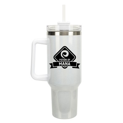 100 North Potion Of Mana Video Gamer Wrap-Around 40 Oz. Stainless Steel Water Bottle Coffee Mug, Spill & Leak Resistant, Travel Tumbler with Handle,