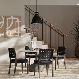 Nathan James Set of 4 Cohen Faux Leather Dining Chair Black - 1 of 4