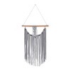 Olivia & May 44" x 20" Cotton Macrame Intricately Weaved Wall Decor with Beaded Fringe Tassels Gray : Bohemian Style Vertical Artwork - 2 of 4