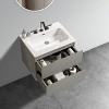 FAMYYT 24 in. Single Sink Floating Grey Bath Vanity with White Ceramic Top, 2 Soft Drawers - 2 of 4