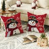 Let it Snow Snowman Christmas Red Throw Pillow Covers Set of 2, 18 x 18 Inch - 2 of 4