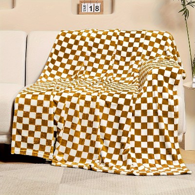 1pc Checkered Flannel Fleece Throw Blanket Soft Cozy Checkerboard Grid Print Chessboard Gingham Pattern Blankets, Christmas Gifts.