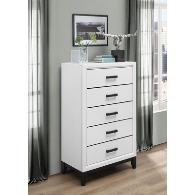 NicBex 5 Drawer Vertical Dresser,31.1 Inch Wide Rubber Wood Chest of Drawers for Bedroom,Living Room,Entryway,Hallway