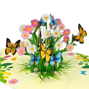 Wrapables 3D Pop Up Floral Greeting Card, Flower Bouquet Card for Mother's Day, Birthday, Anniversary, All Occasions, Butterflies - 1 of 4