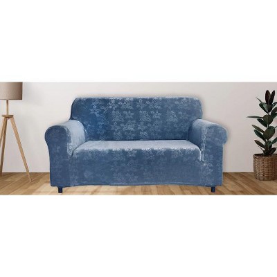 J&V TEXTILES Rich Floral Pattern Velvet Stretch Chair Cover Chair Slipcover Sofa Cover Furniture Protector Couch Soft with Elastic Bottom