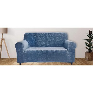 J&V TEXTILES Rich Floral Pattern Velvet Stretch Chair Cover Chair Slipcover Sofa Cover Furniture Protector Couch Soft with Elastic Bottom - 1 of 3