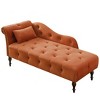 60.6" Velvet Chaise Lounge with Button Tufted Nailhead Trimmed and 1 Pillow - ModernLuxe - 4 of 4