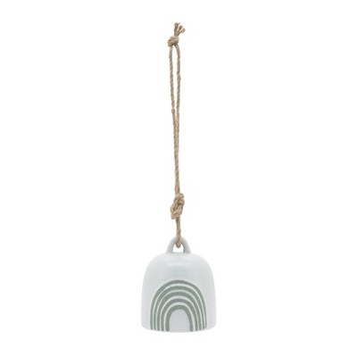 4" Ceramic Hanging Bell Rainbow White/Green - Sagebrook Home: Resin Crafted, No Assembly, Indoor/Outdoor Decor