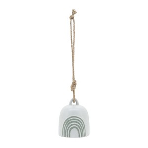 4" Ceramic Hanging Bell Rainbow White/Green - Sagebrook Home: Resin Crafted, No Assembly, Indoor/Outdoor Decor - 1 of 4