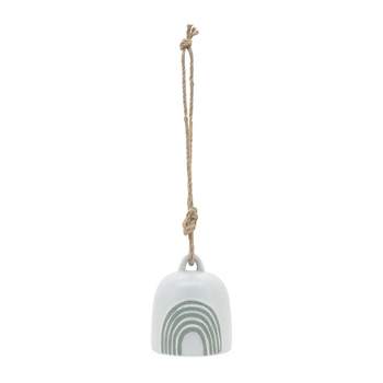 4" Ceramic Hanging Bell Rainbow White/Green - Sagebrook Home