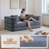 Okak Convertible Floor Sofa Bed Loveseats with Blanket & Pillows,Corduroy Fabric Futon Couch for Living Room,Apartments - 2 of 4
