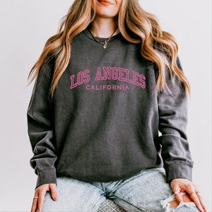 Simply Sage Market Embroidered Los Angeles CA Lightweight Garment Dyed Sweatshirt - 1 of 4